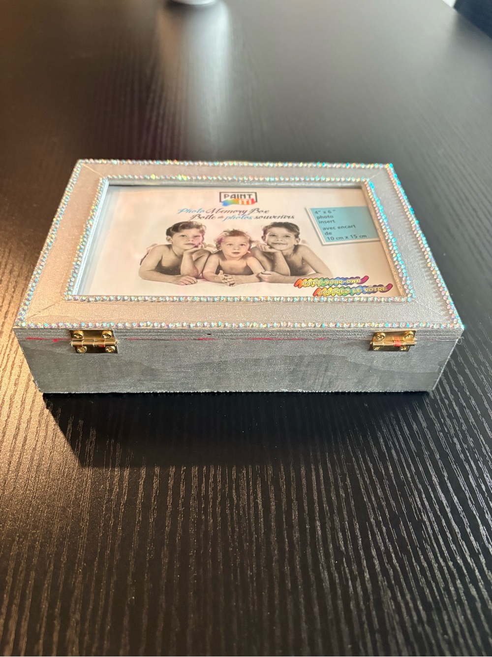 Sparkling Silver Rhinestone Photo Jewelry Box - Picture 6 of 9